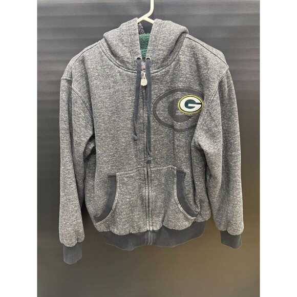 Green Bay Packers Sweater Mens Medium Heather Gray Green Football NFL Full Zip - Picture 1 of 10